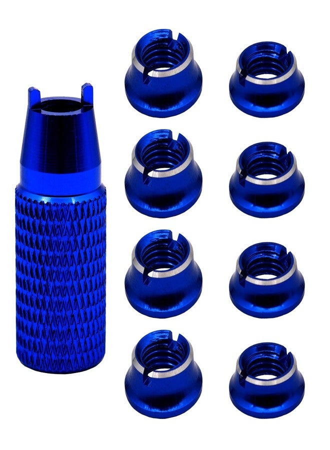 Treehobby 8PCS Aluminum Control Transmitter Switch Nuts & Installation Spanner Compatible with Futaba Remote Control JR/frsky Gear Switch nut Toggle Switch(Dack Blue) - Image 1